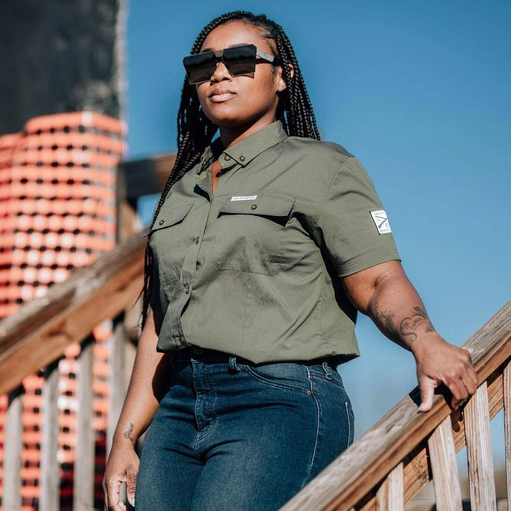 Women's Garage Button Down - Military Green - Image 2