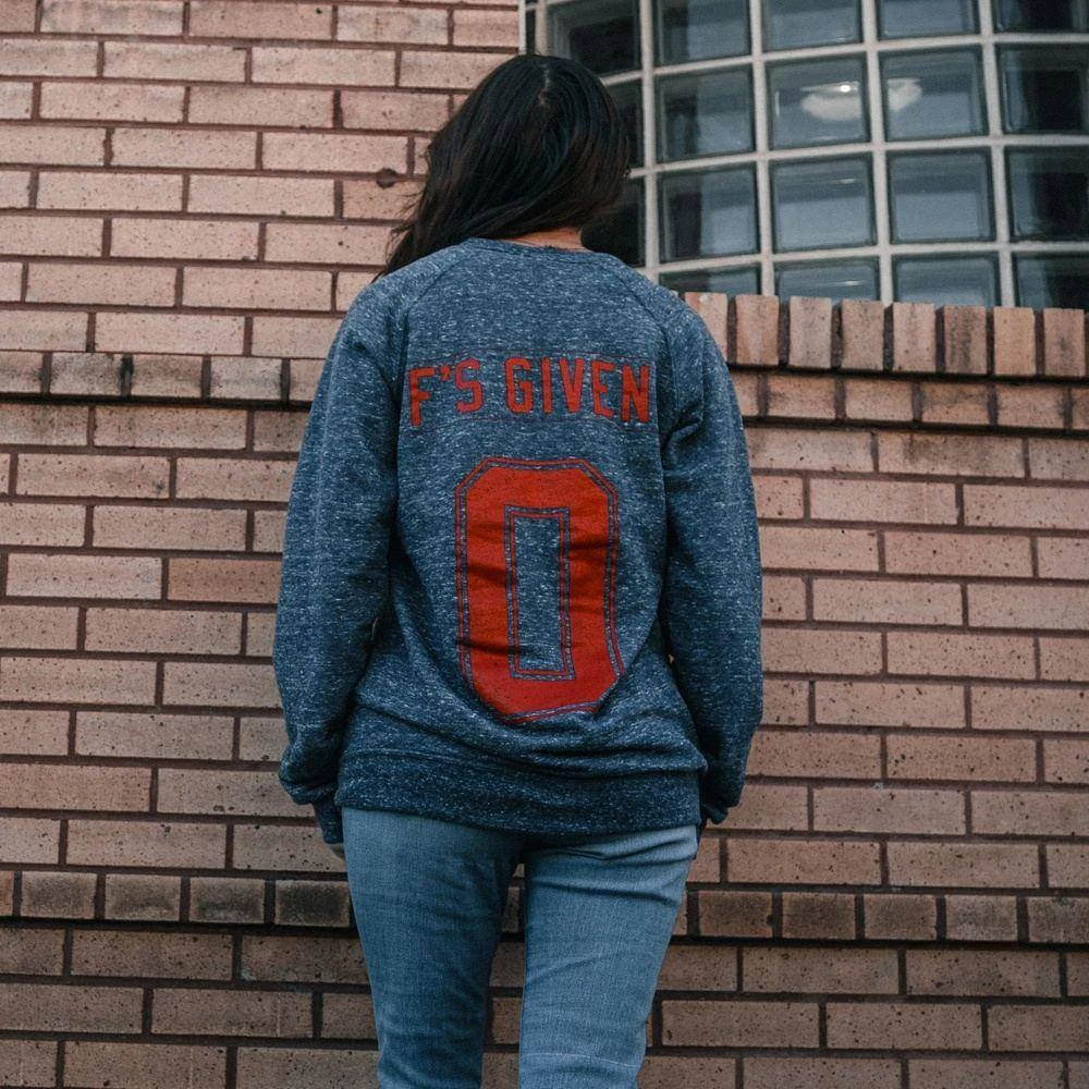 Zero F's Given Terry Crew Sweatshirt - Navy Heather - Image 3