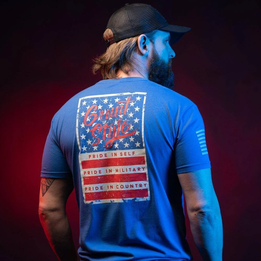 Grunt Style Stars & Bars T-Shirt - Royal - Image 2