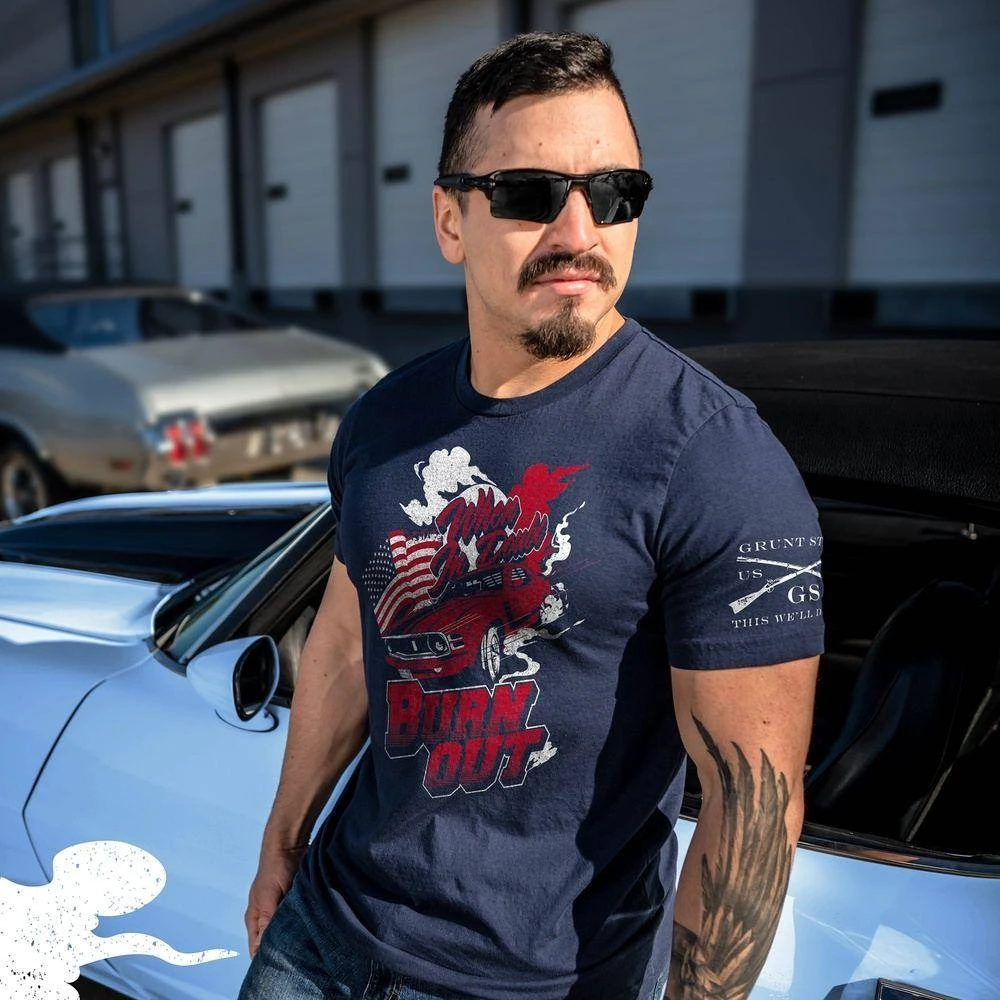 Burn Out T-Shirt- Navy - Image 2