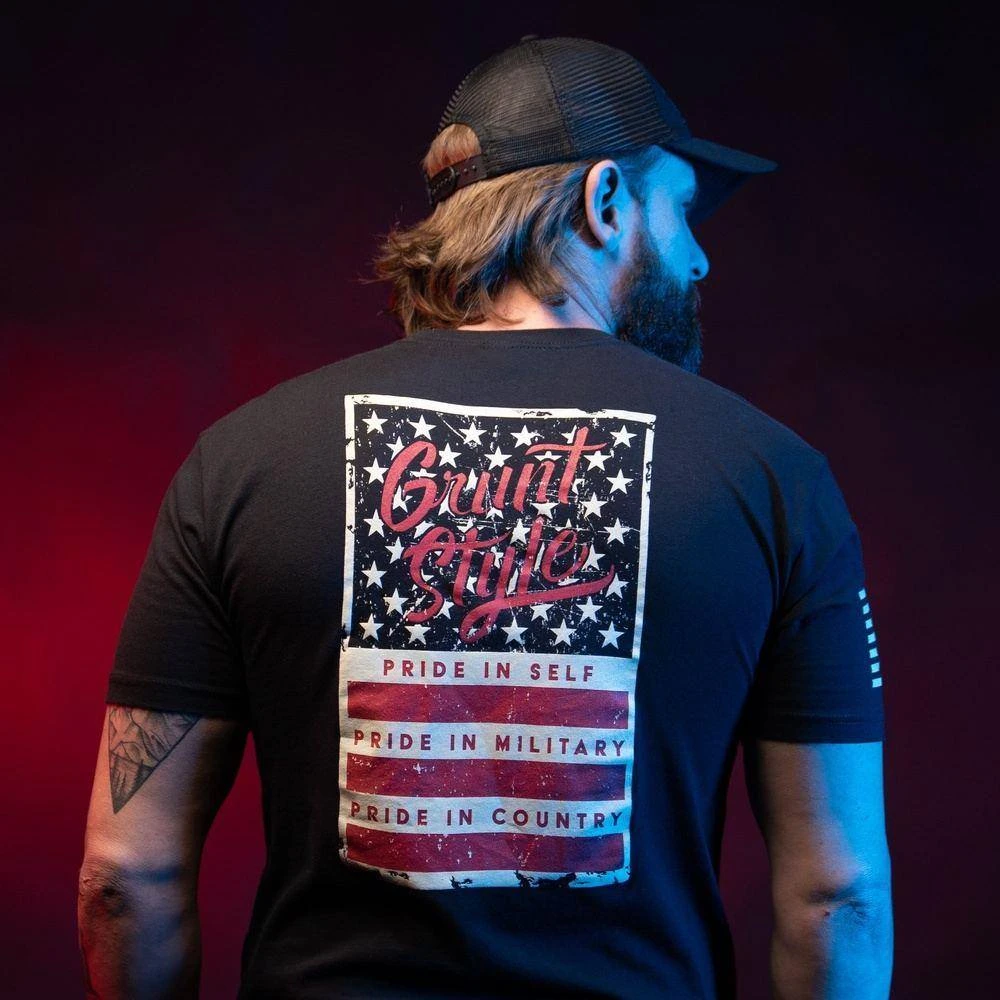 Grunt Style Stars & Bars T-Shirt - Black - Image 2