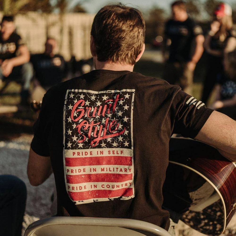 Grunt Style Stars & Bars T-Shirt - Black - Image 4