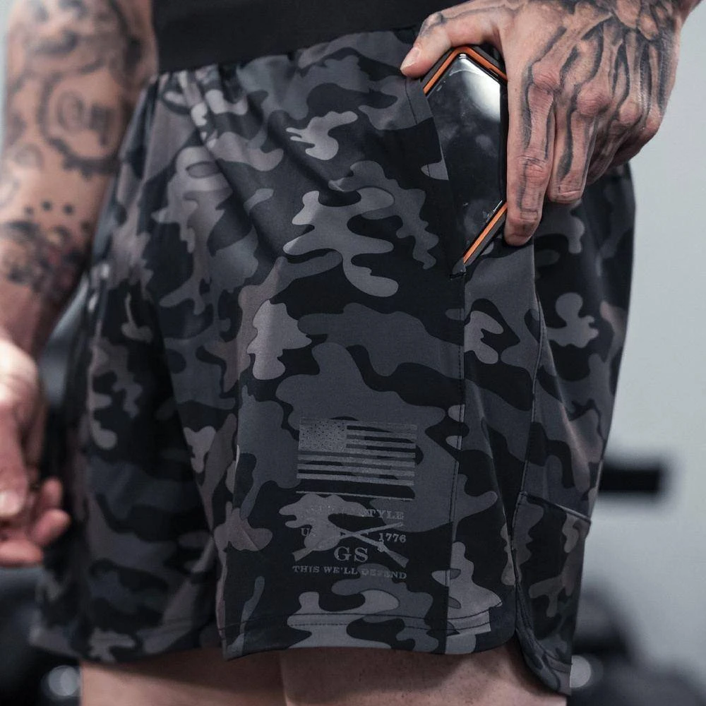 Men's Training Shorts - Black Camo - Image 2