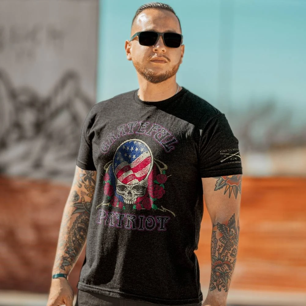Grateful Patriot T-Shirt - Vintage Black - Image 2