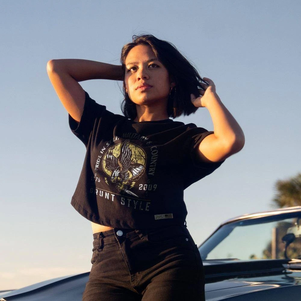 Women's War Eagle Oversized Cropped T-Shirt - Black - Image 4