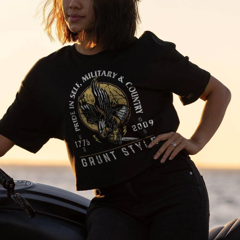 Women's War Eagle Oversized Cropped T-Shirt - Black - Image 2