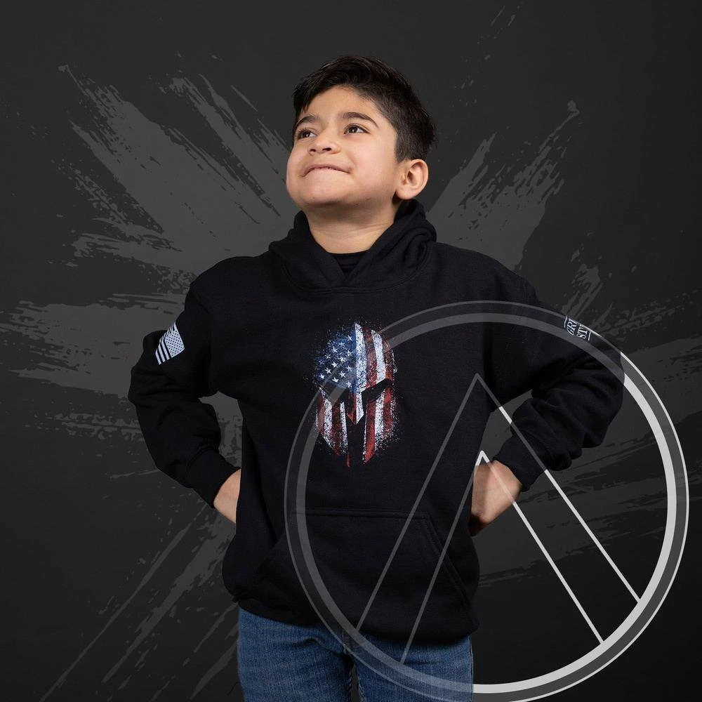 Youth American Spartan Hoodie - Black - Image 3