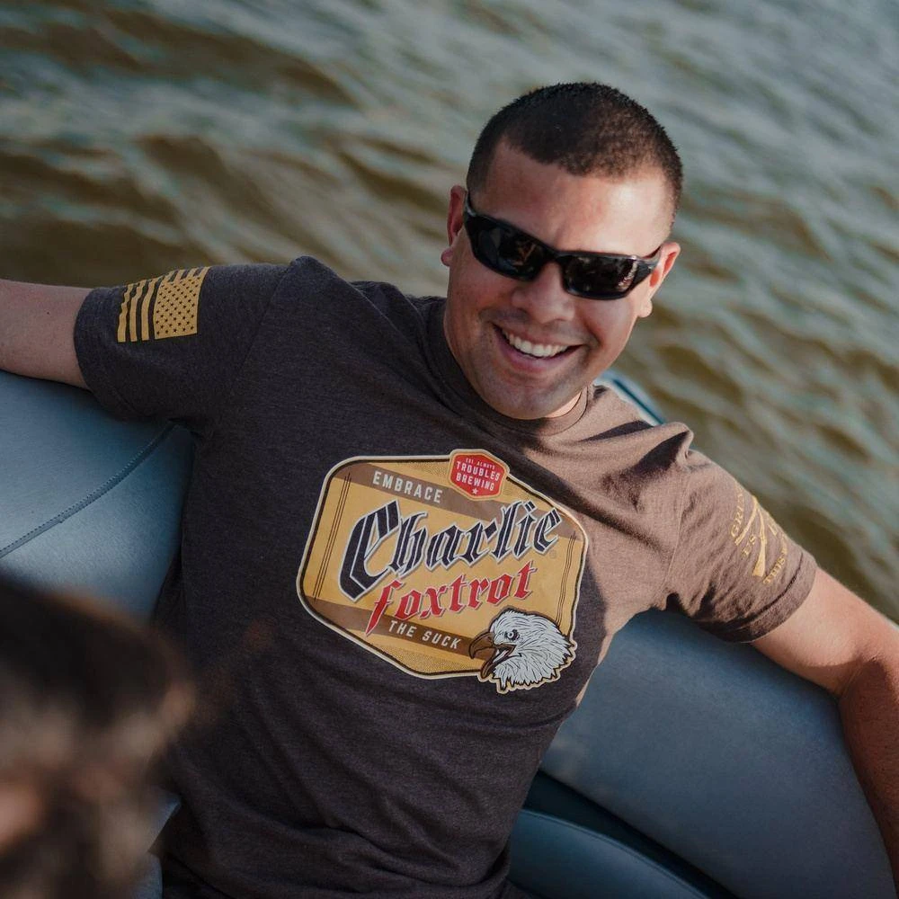 Charlie Foxtrot Brewing T-Shirt - Heather Brown - Image 2