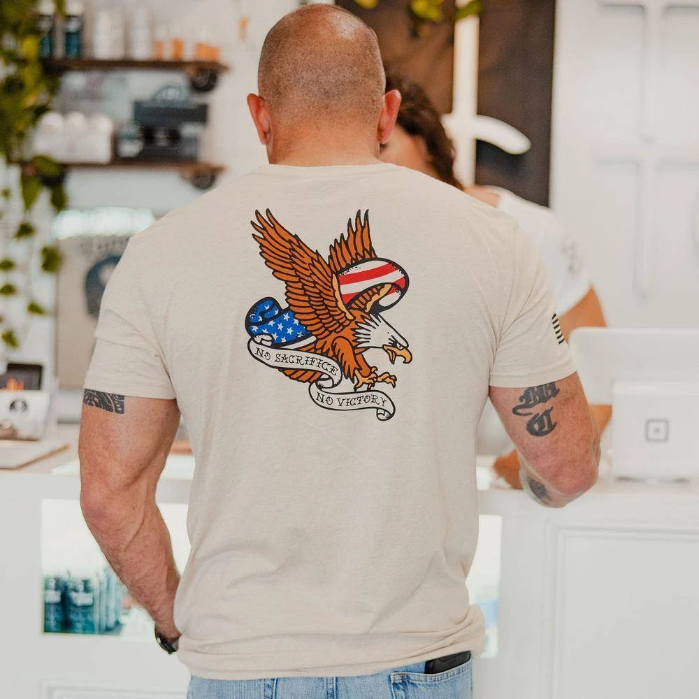 No Sacrifice No Victory T-Shirt - Sand - Image 2