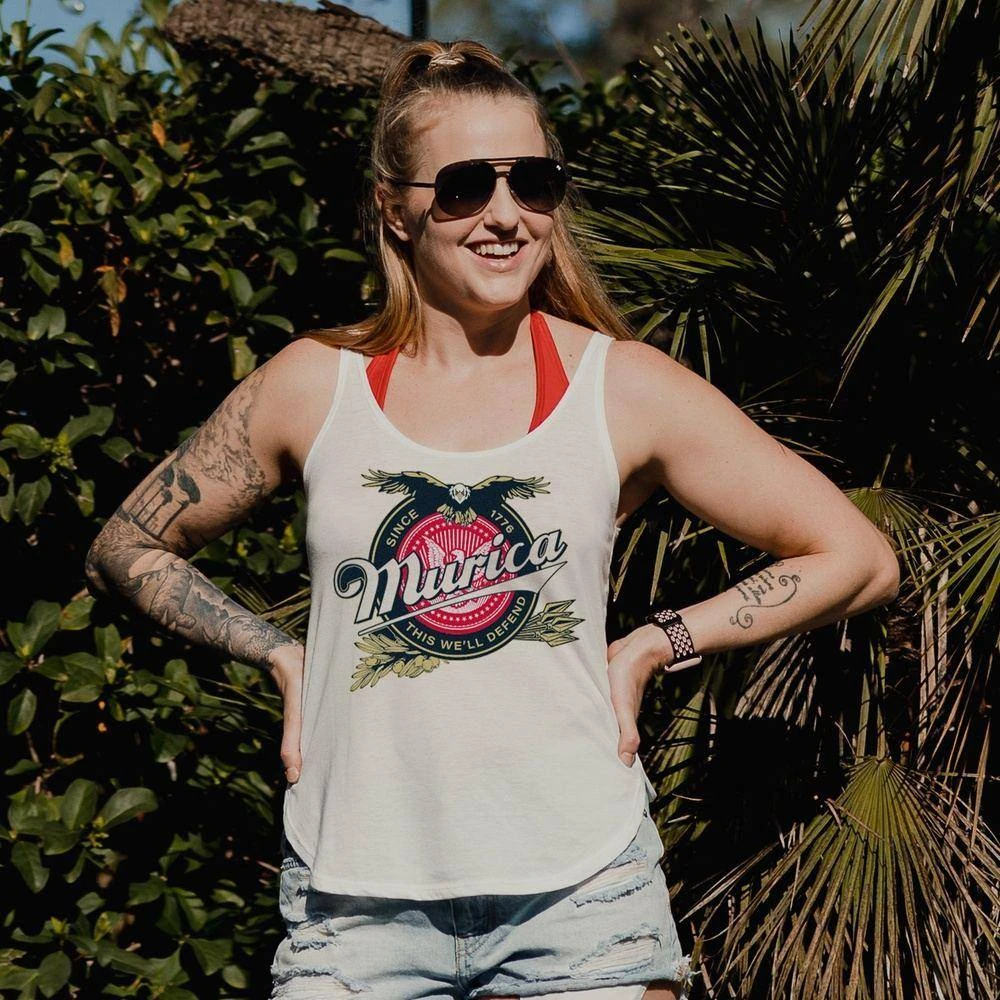 Women's Murica Brewing Flowy Tank - White