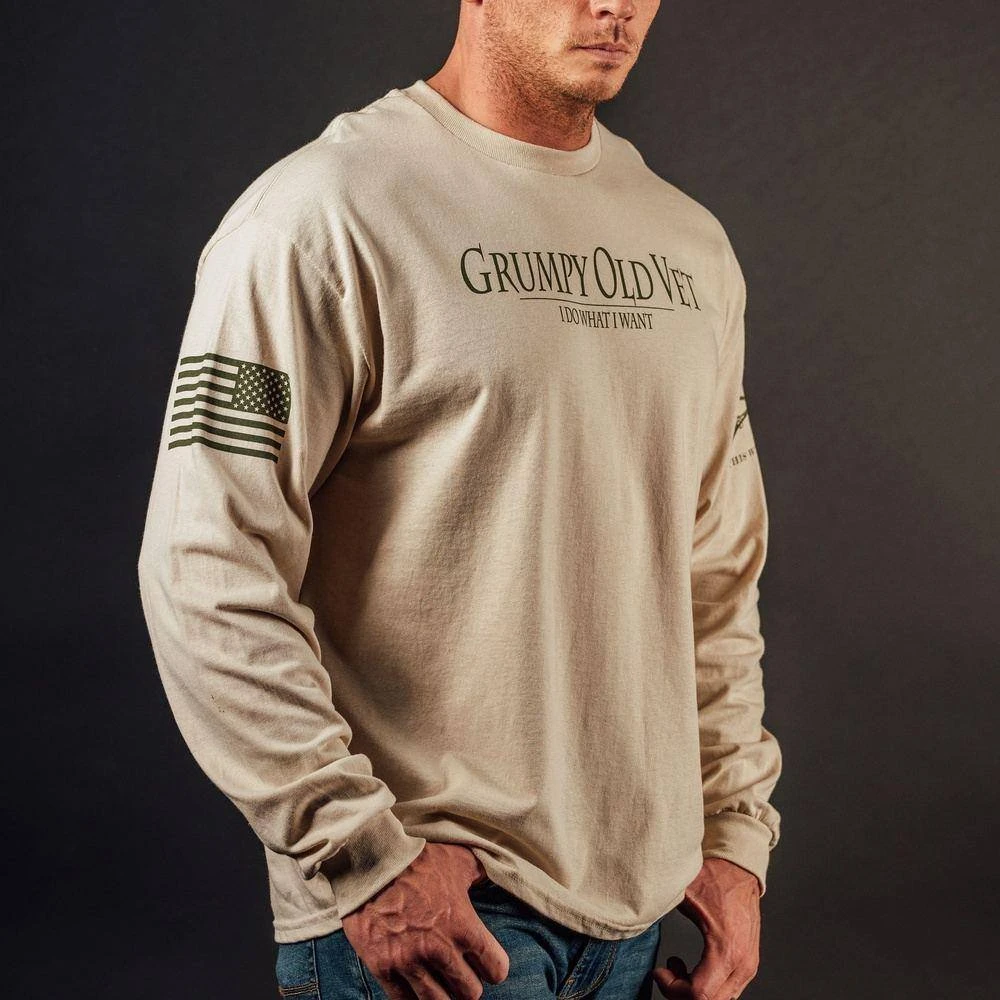 Grumpy Old Vet Long Sleeve - Sand - Image 2