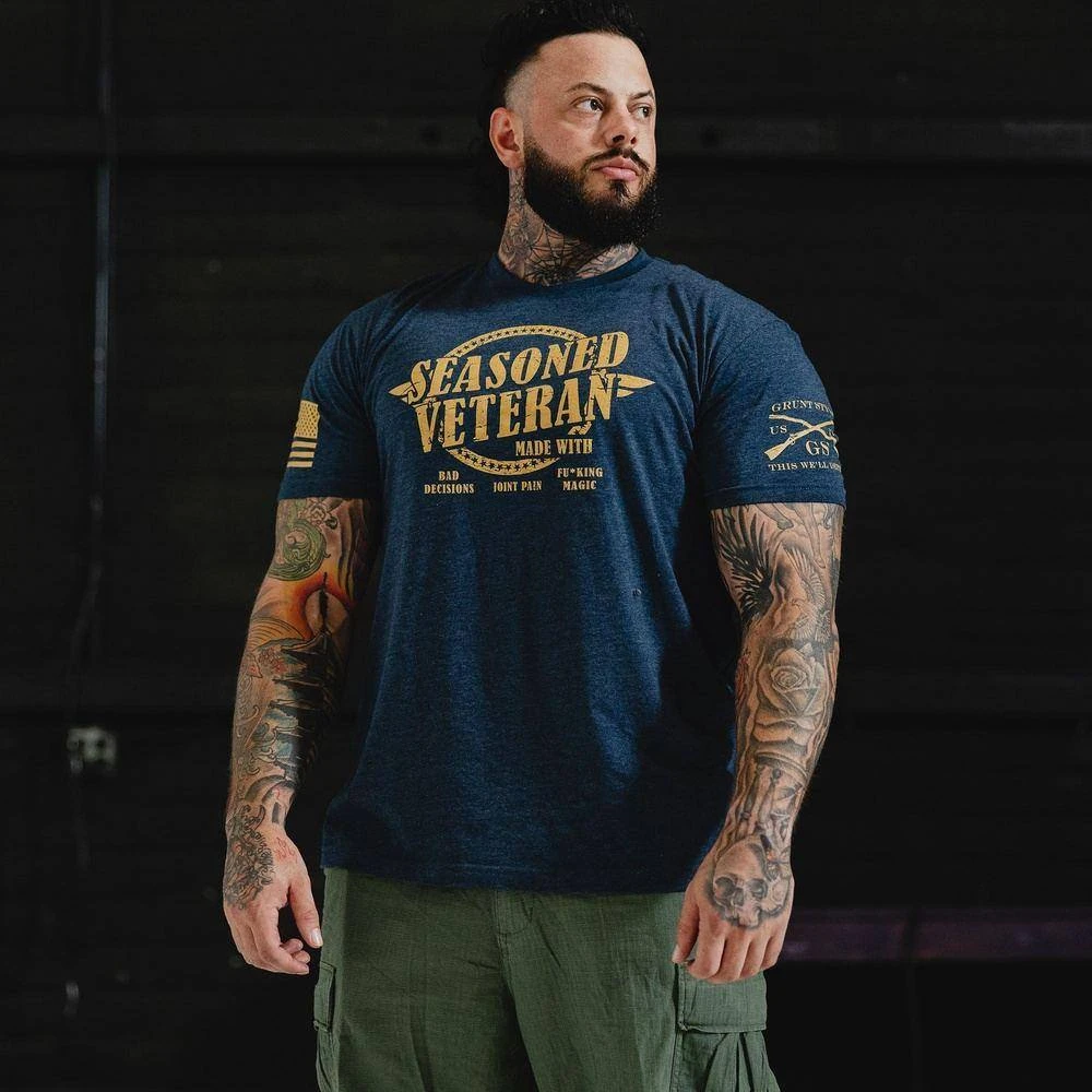 Seasoned Veteran T-Shirt - Midnight Navy - Image 5