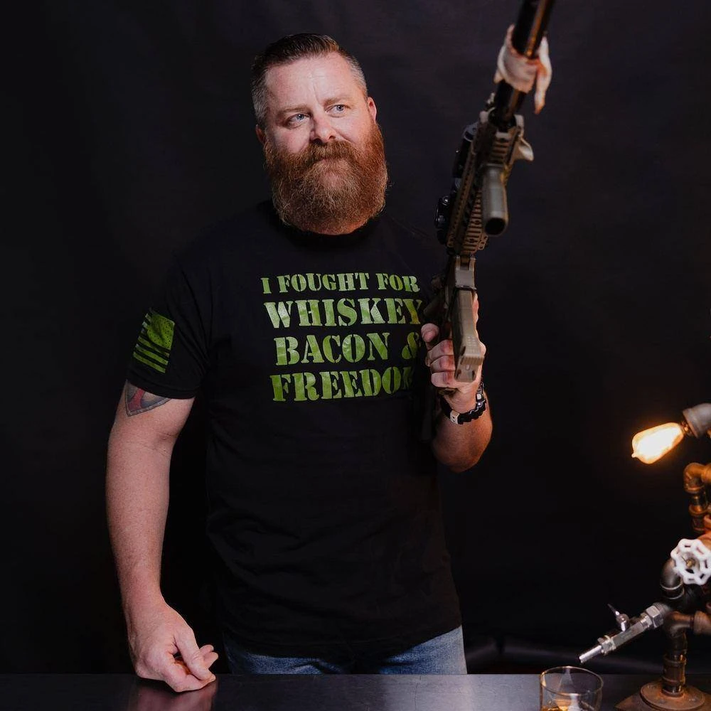 I Fought For Whiskey, Bacon & Freedom T-Shirt - Black - Image 2