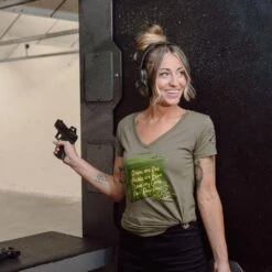 Women's Love Guns Poem V-Neck - Military Green