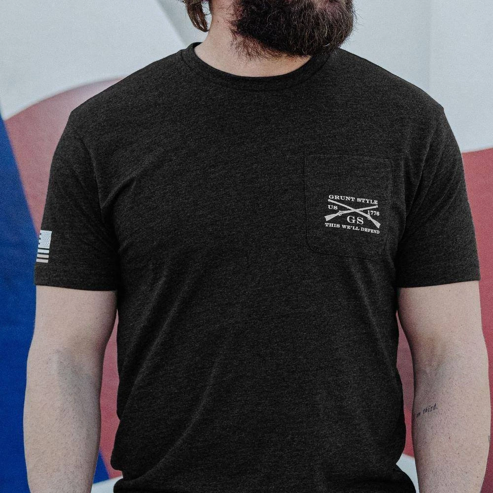 Join Or Die Pocket T-Shirt - Black Heather - Image 6