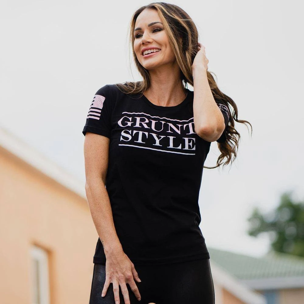 Women's Grunt Style Stacked Logo Ombre T-Shirt - Black - Image 5