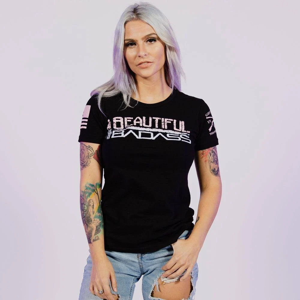 Women's Beautiful Badass Ombre T-Shirt- Black - Image 4