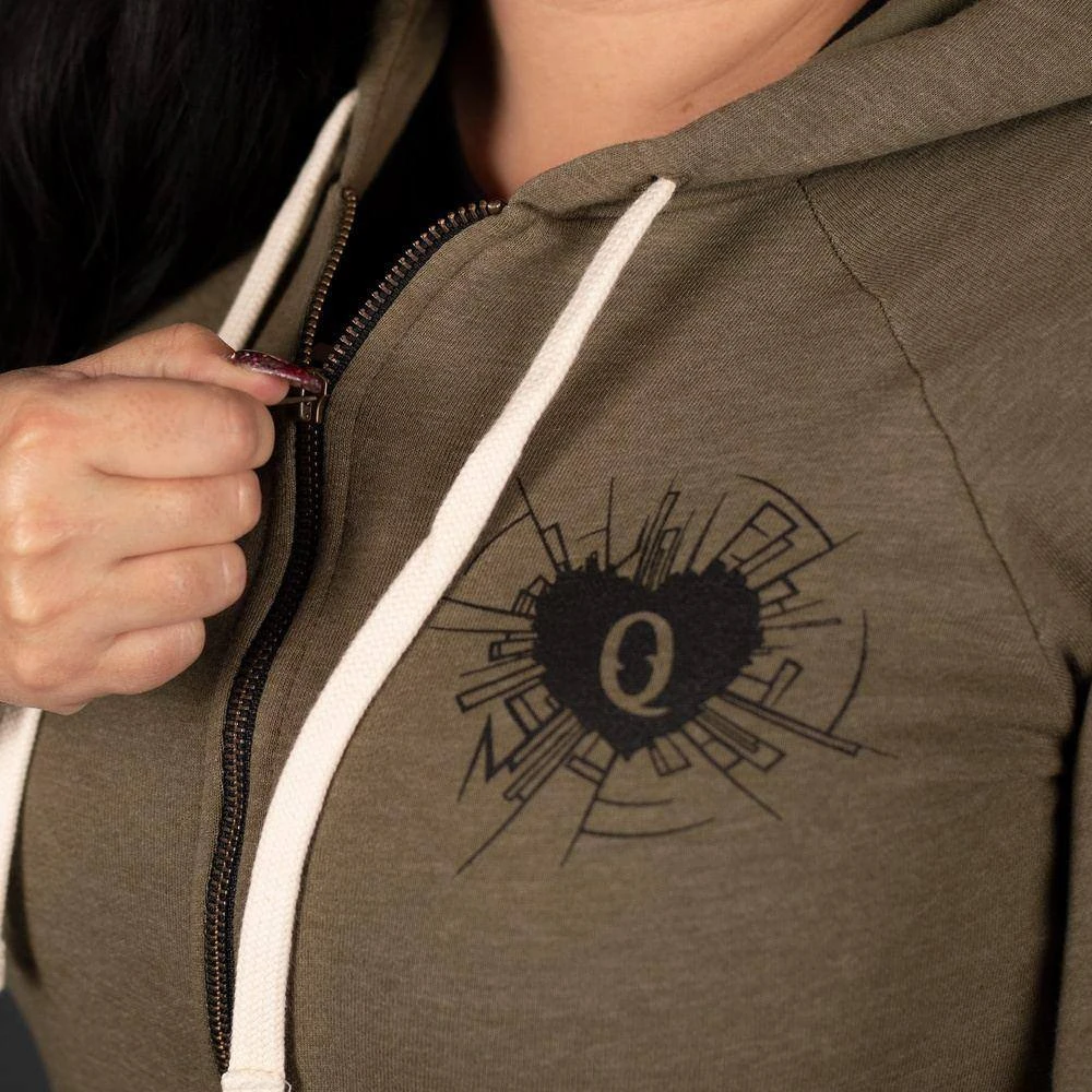 Women's Heart And Soul Of A Warrior Full-Zip Hoodie - Military Green - Image 3
