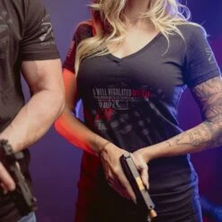 Women's Second Amendment Pistol V-Neck - Black