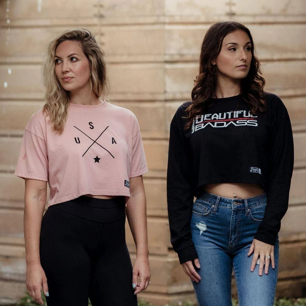 Women's Simple USA Cropped T-Shirt - Desert Pink - Image 6