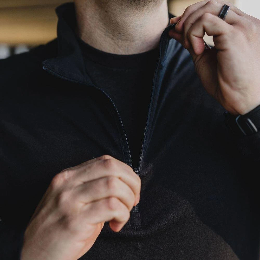 Men's This We'll Defend Triblend 1/4 Zip Pullover - Black - Image 6