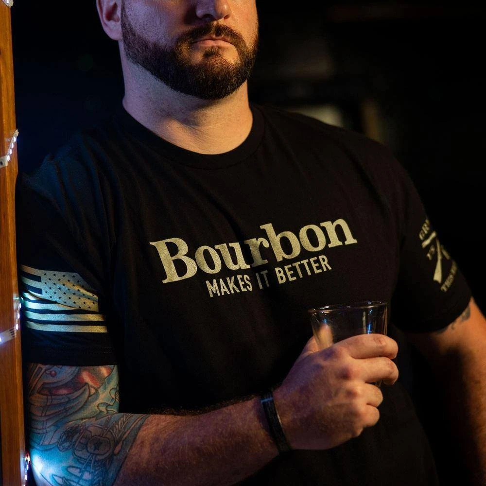 Bourbon Makes It Better T-Shirt - Black - Image 2