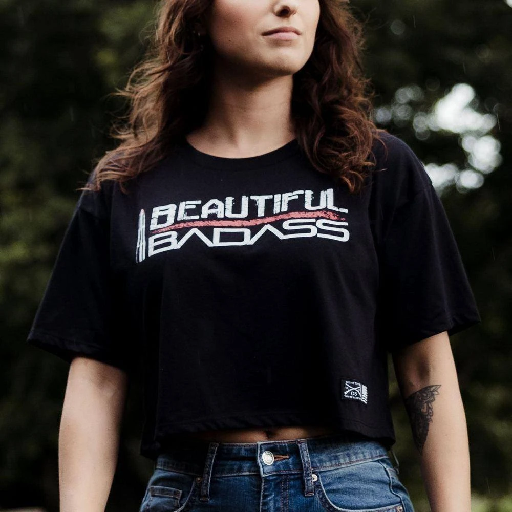Women's Beautiful Badass Cropped T-Shirt - Black - Image 2