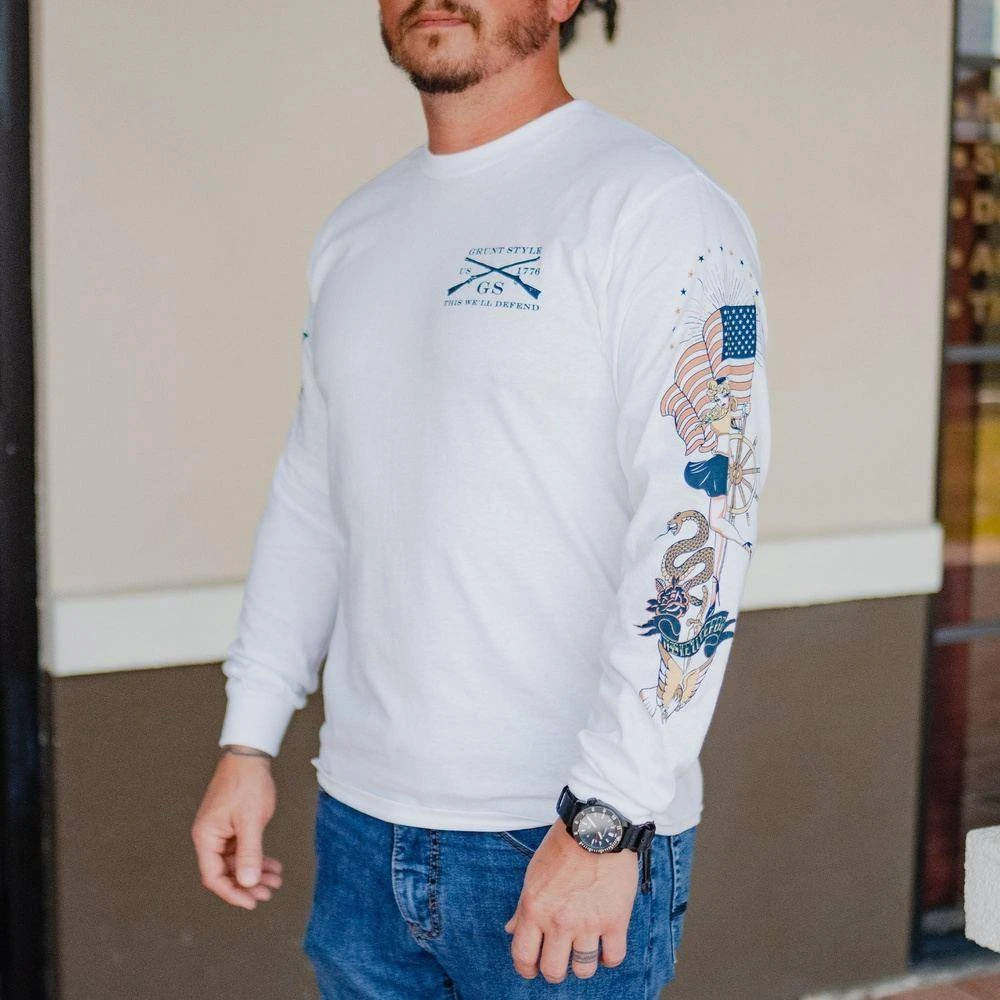 Nautical Pinup Long Sleeve - White - Image 2