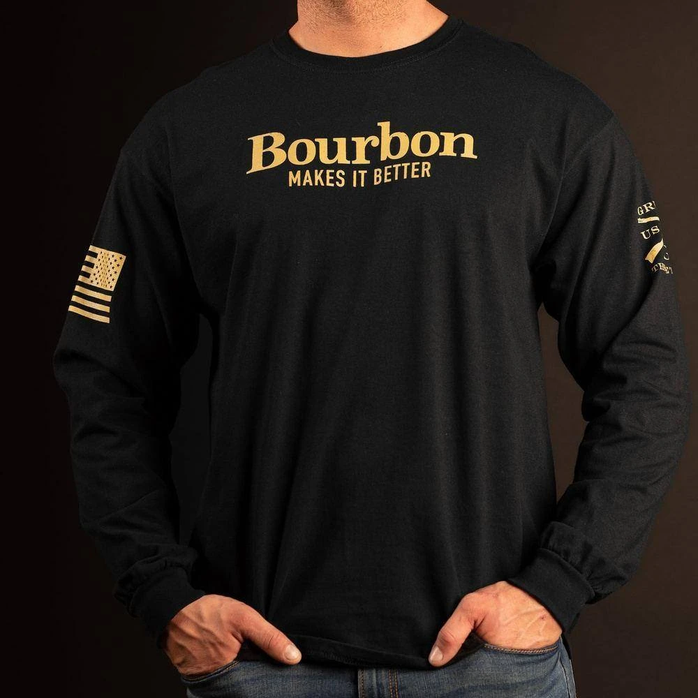 Bourbon Makes It Better Long Sleeve - Black - Image 4
