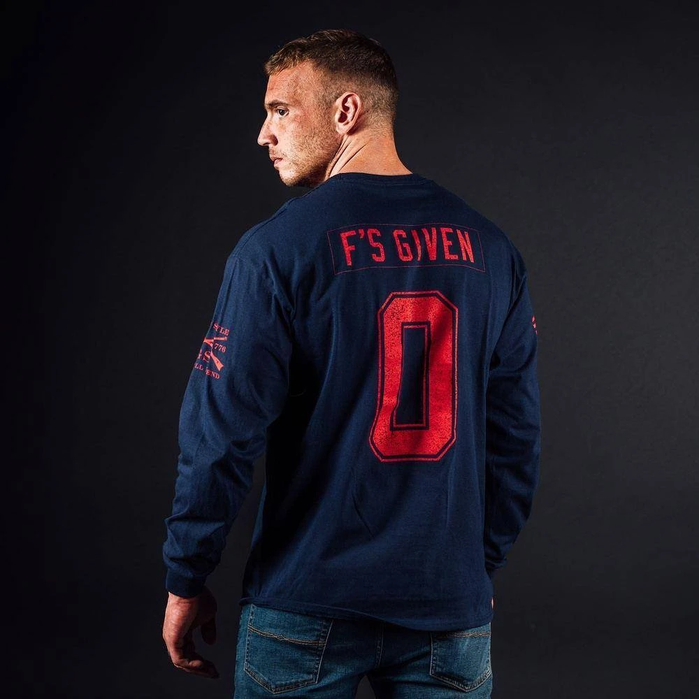 Zero F's Given Long Sleeve - Midnight Navy - Image 4