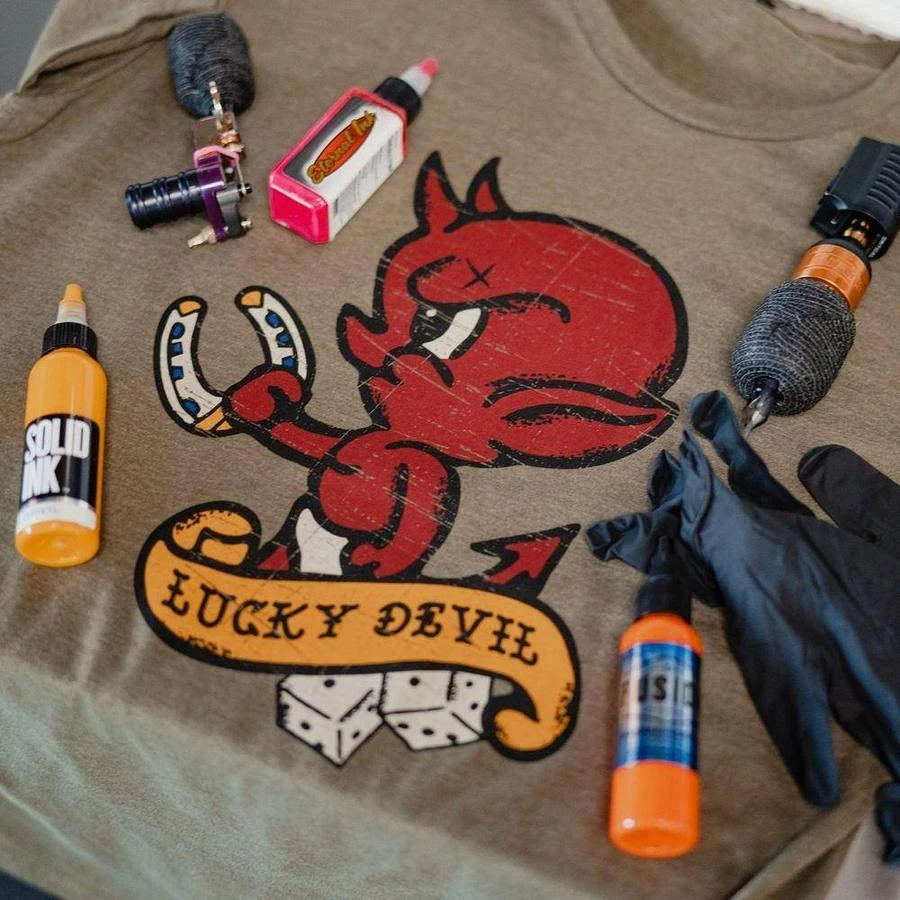 Lucky Devil T-Shirt - Military Green - Image 4