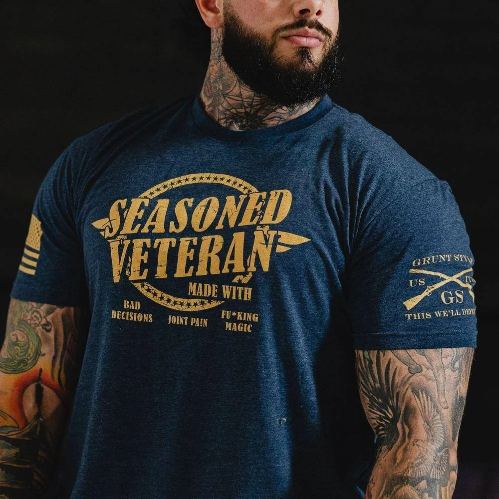 Seasoned Veteran T-Shirt - Midnight Navy - Image 3