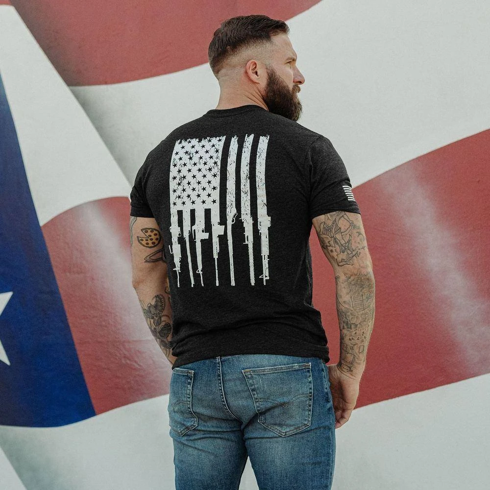 Rifle Flag Pocket T-Shirt - Black Heather - Image 4