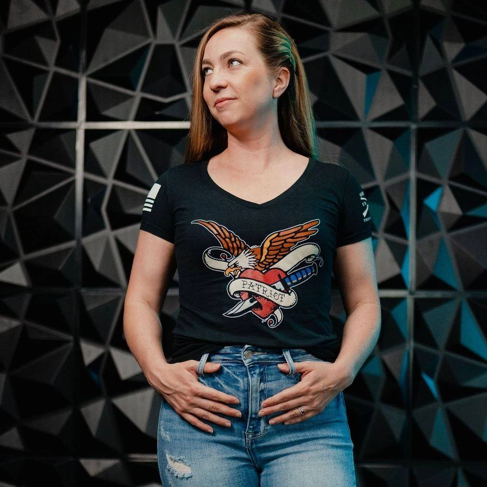 Women's Patriot Ink V-Neck - Black - Image 7