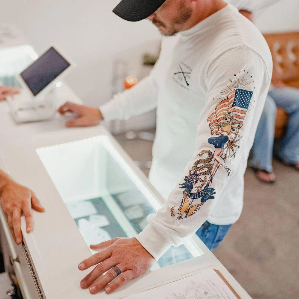 Nautical Pinup Long Sleeve - White - Image 6