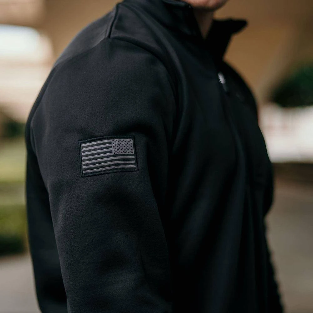 Men's 1/2 Zip Waffle Top - Black - Image 7