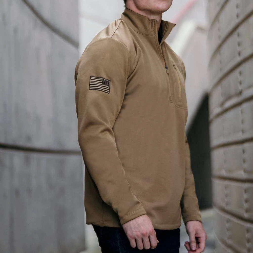 Men's 1/2 Zip Waffle Top - Coyote - Image 2