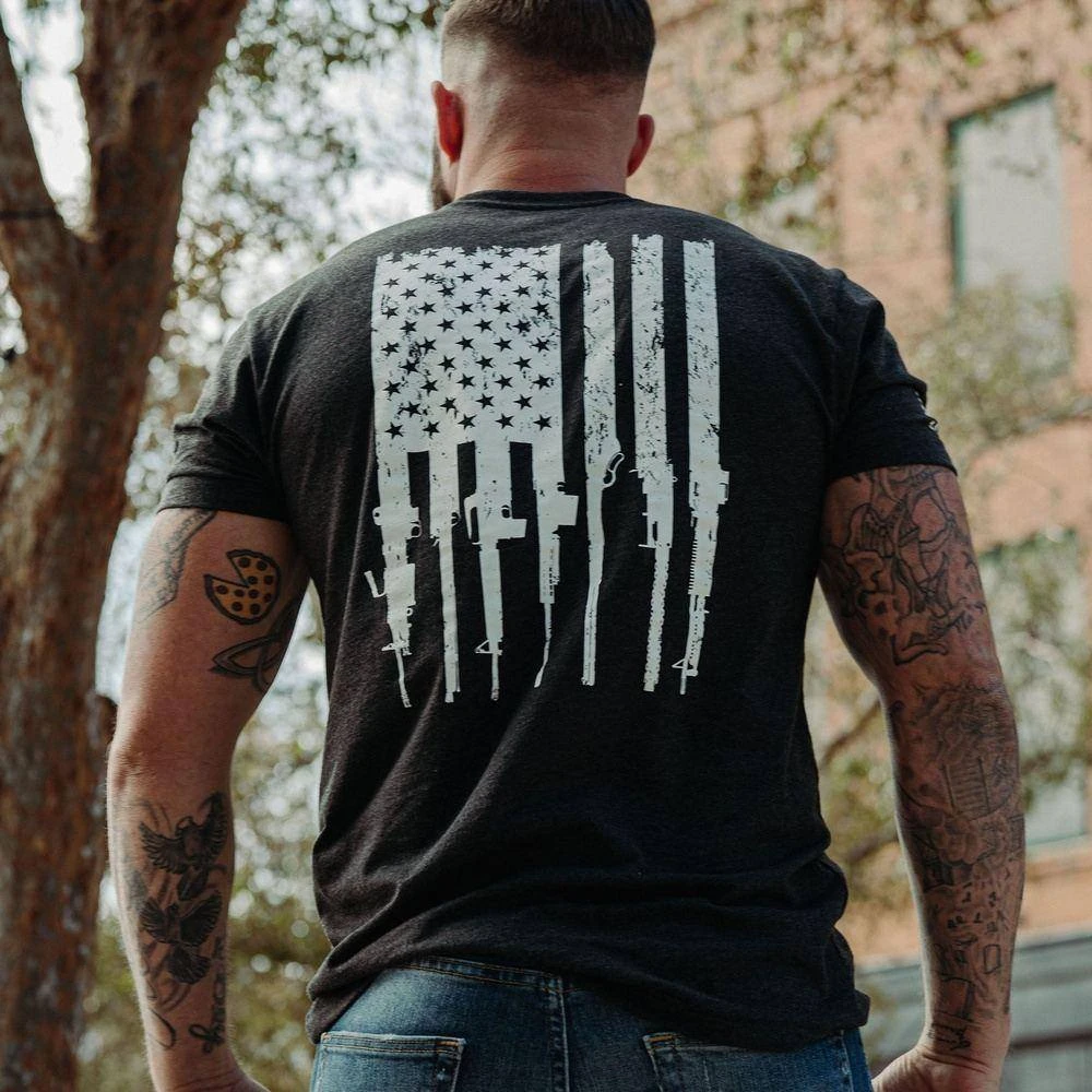Rifle Flag Pocket T-Shirt - Black Heather - Image 2