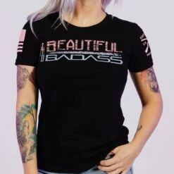 Women's Beautiful Badass Ombre T-Shirt- Black