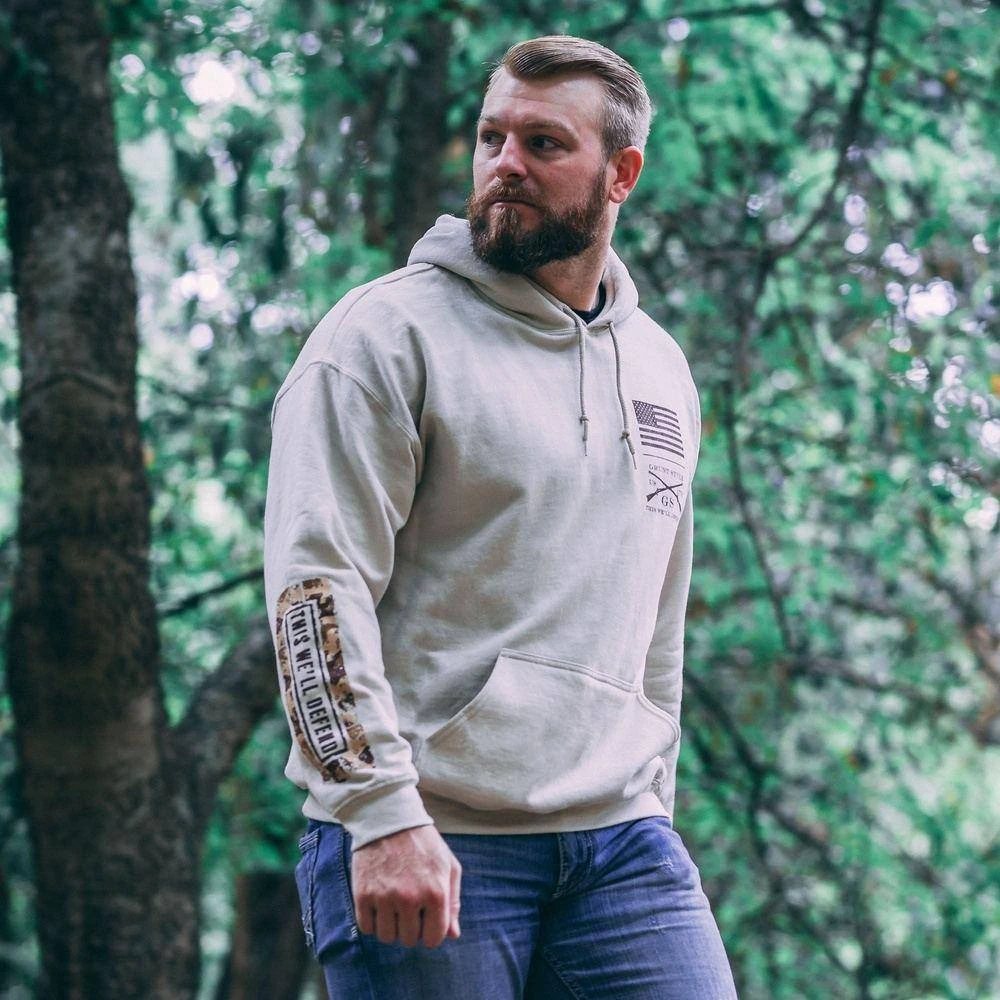This We'll Defend Sleeve Hoodie - Desert Camo - Image 5
