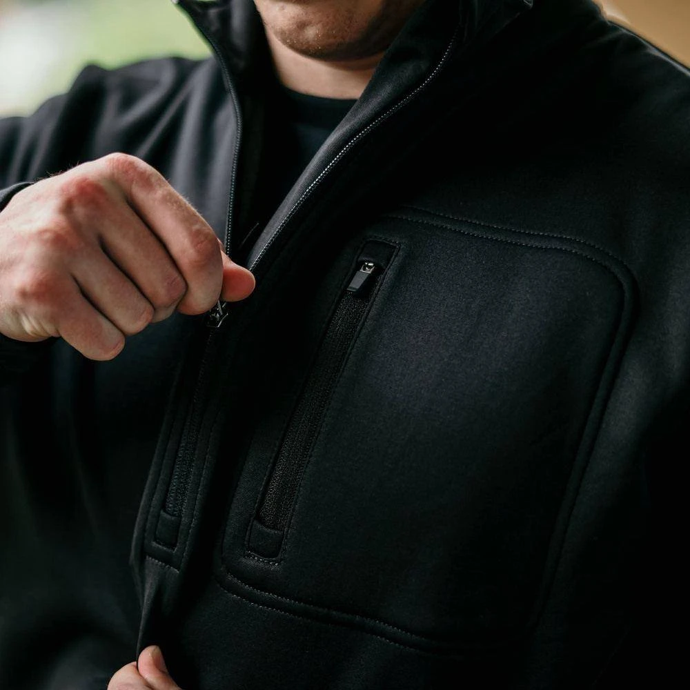 Men's 1/2 Zip Waffle Top - Black - Image 6