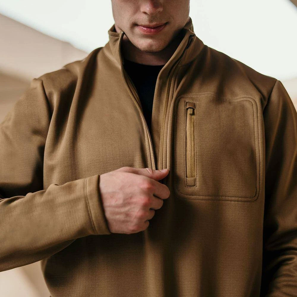 Men's 1/2 Zip Waffle Top - Coyote - Image 4