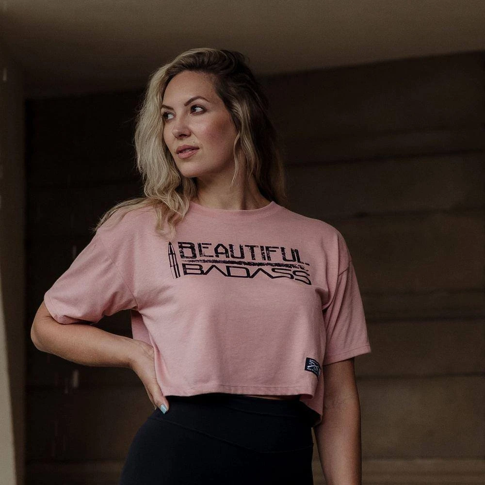 Women's Beautiful Badass Cropped T-Shirt - Desert Pink - Image 2