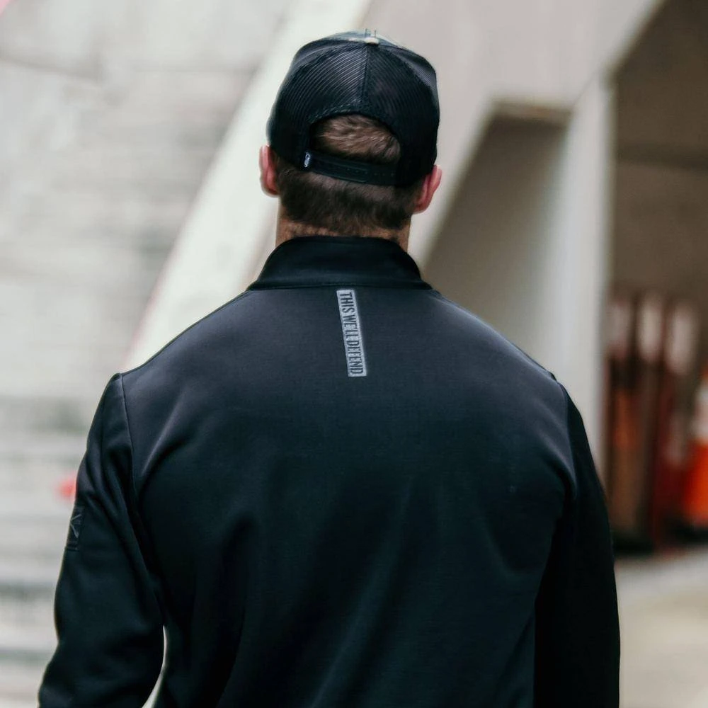 Men's 1/2 Zip Waffle Top - Black - Image 3