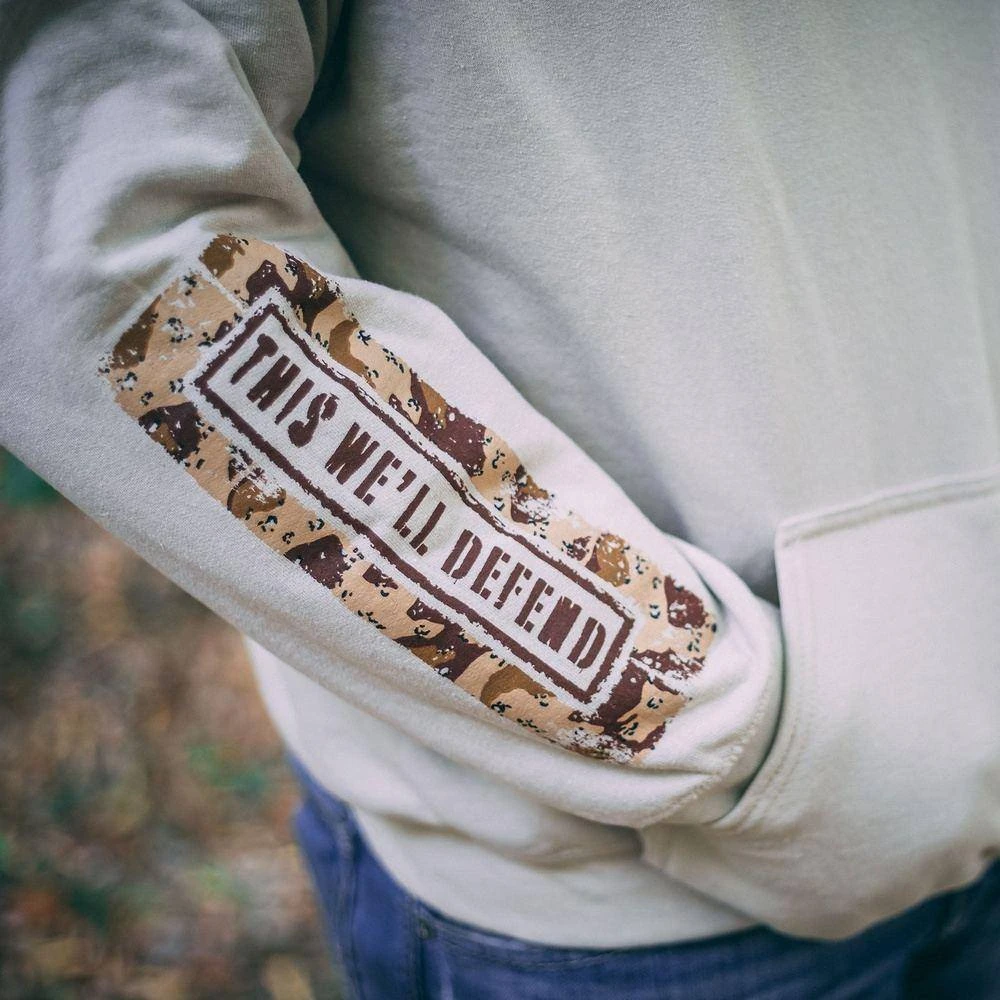 This We'll Defend Sleeve Hoodie - Desert Camo - Image 3