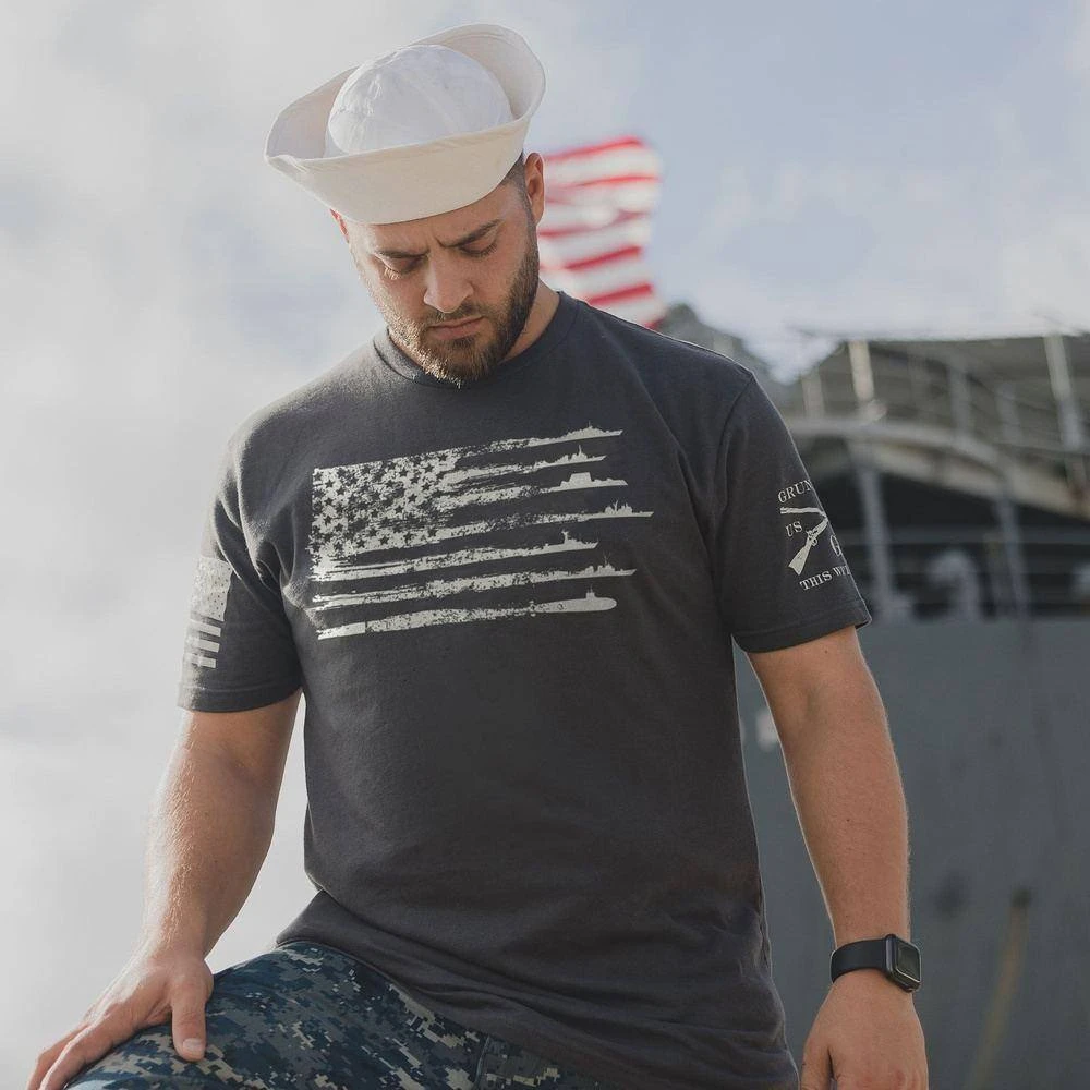 By Sea Flag T-Shirt - Dark Grey - Image 4