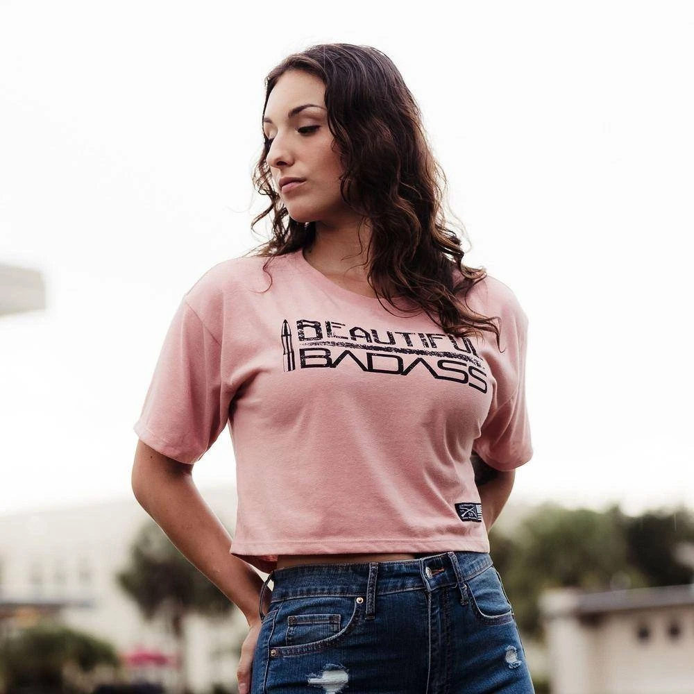 Women's Beautiful Badass Cropped T-Shirt - Desert Pink - Image 4