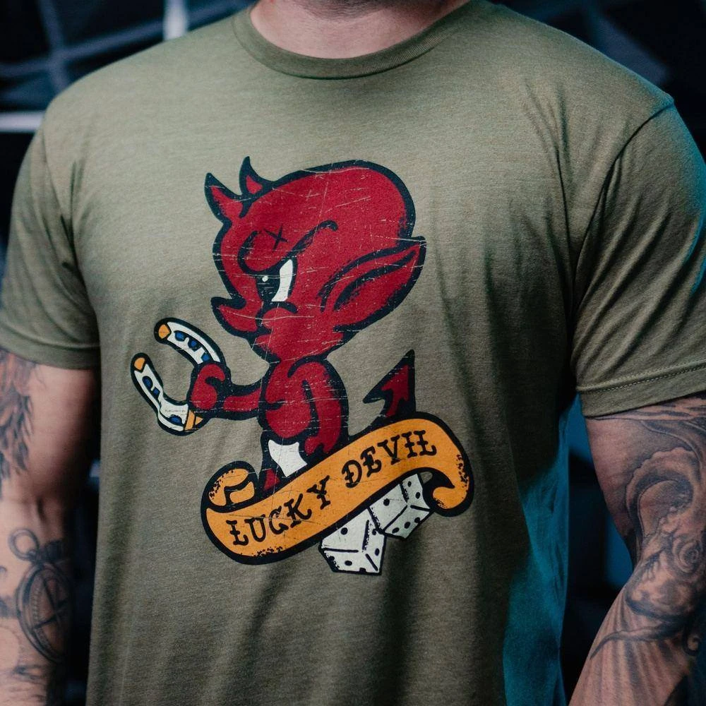 Lucky Devil T-Shirt - Military Green - Image 2