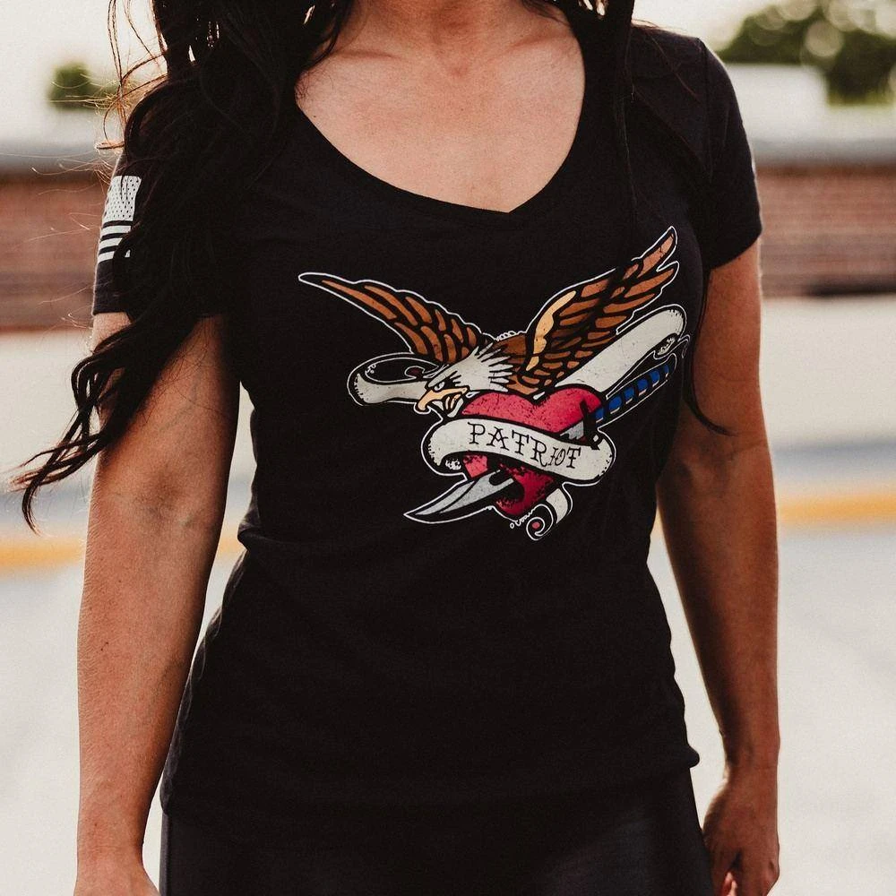Women's Patriot Ink V-Neck - Black - Image 6