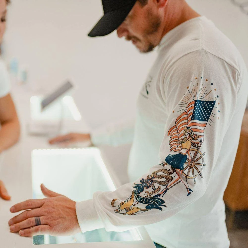 Nautical Pinup Long Sleeve - White - Image 3